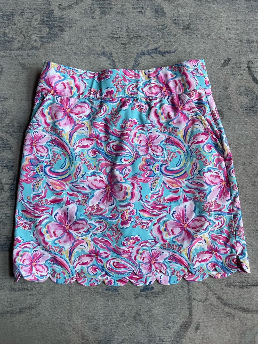 Stella Parker Floral Golf Skort Scalloped Hem Size S